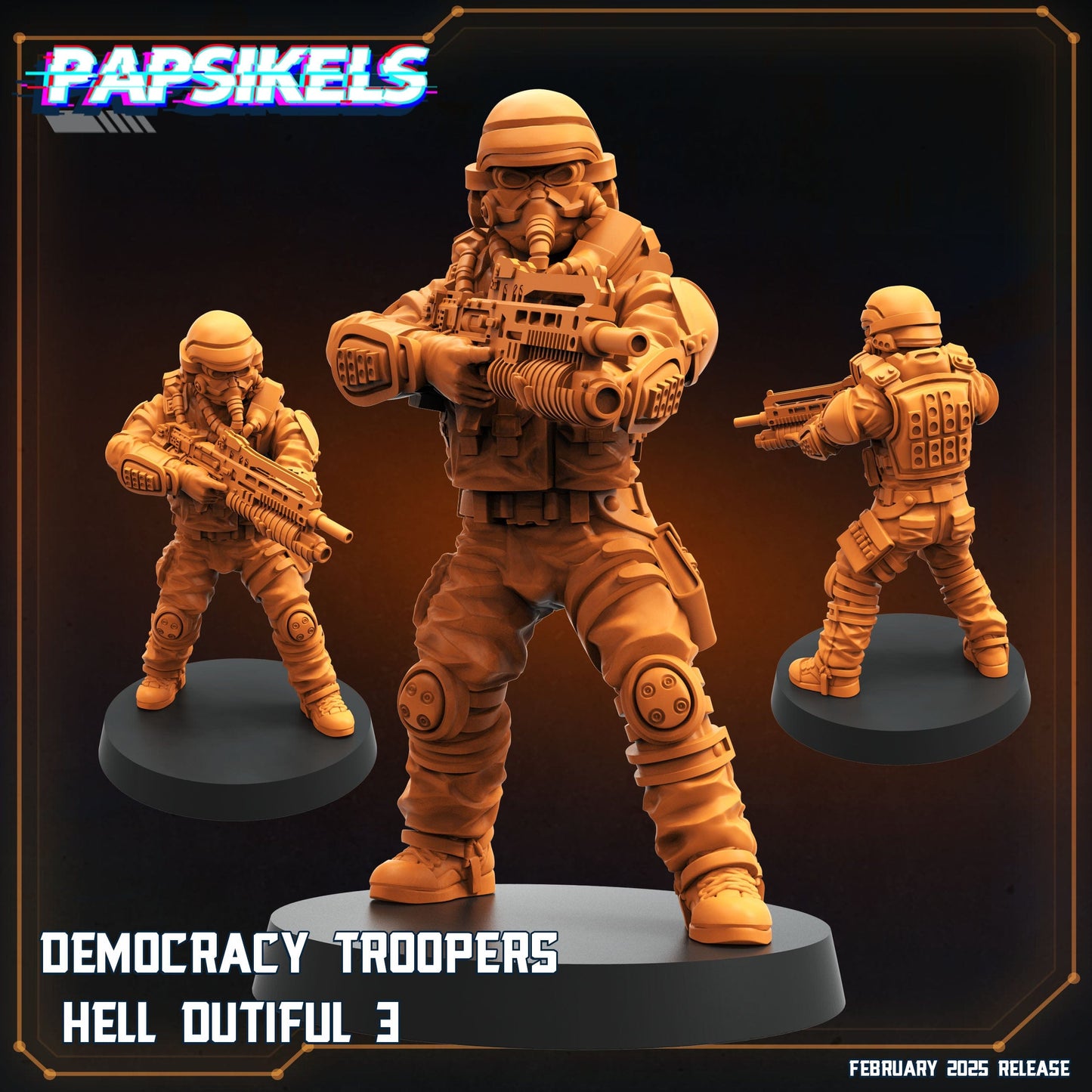 3D Printed Papsikels Democracy Trooper Hell Dutiful February 2025 Scifi 28mm 32mm - 3D Printing Boss 