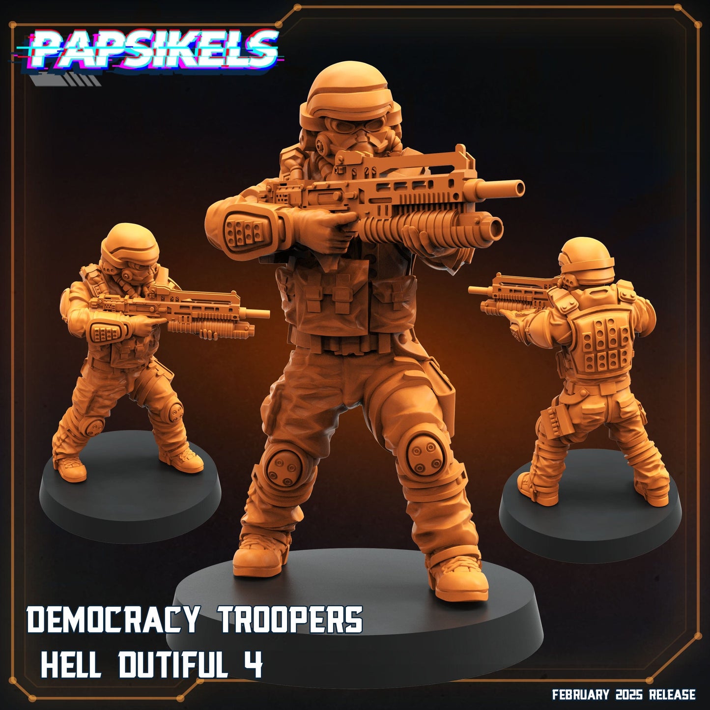 3D Printed Papsikels Democracy Trooper Hell Dutiful February 2025 Scifi 28mm 32mm - 3D Printing Boss 