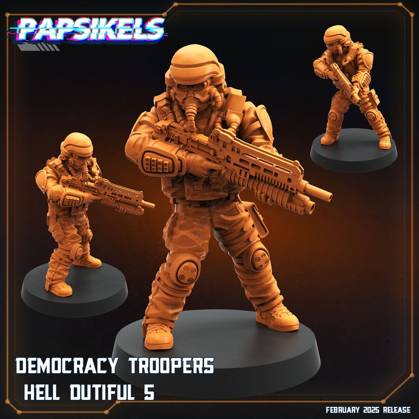 3D Printed Papsikels Democracy Trooper Hell Dutiful February 2025 Scifi 28mm 32mm - 3D Printing Boss 