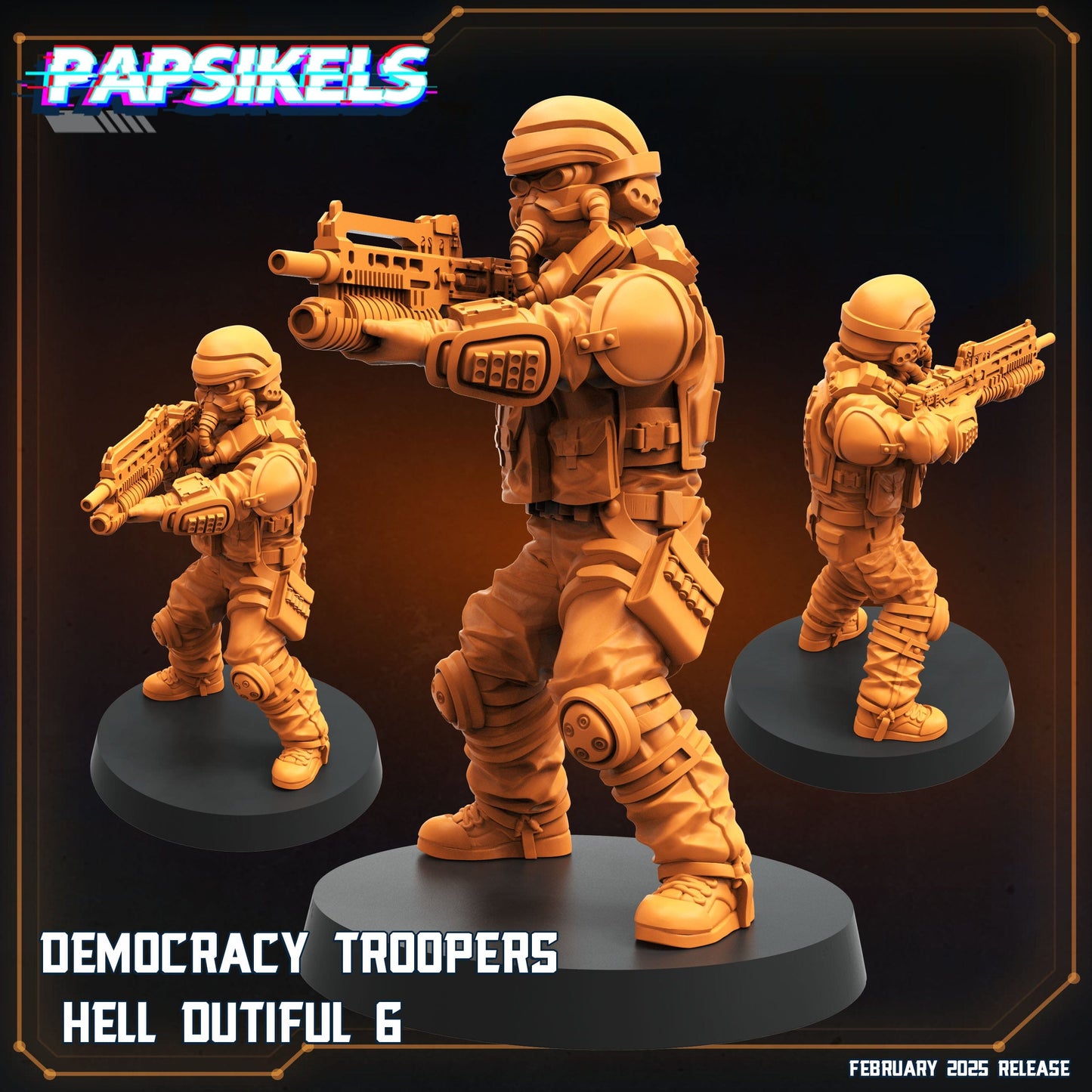 3D Printed Papsikels Democracy Trooper Hell Dutiful February 2025 Scifi 28mm 32mm - 3D Printing Boss 