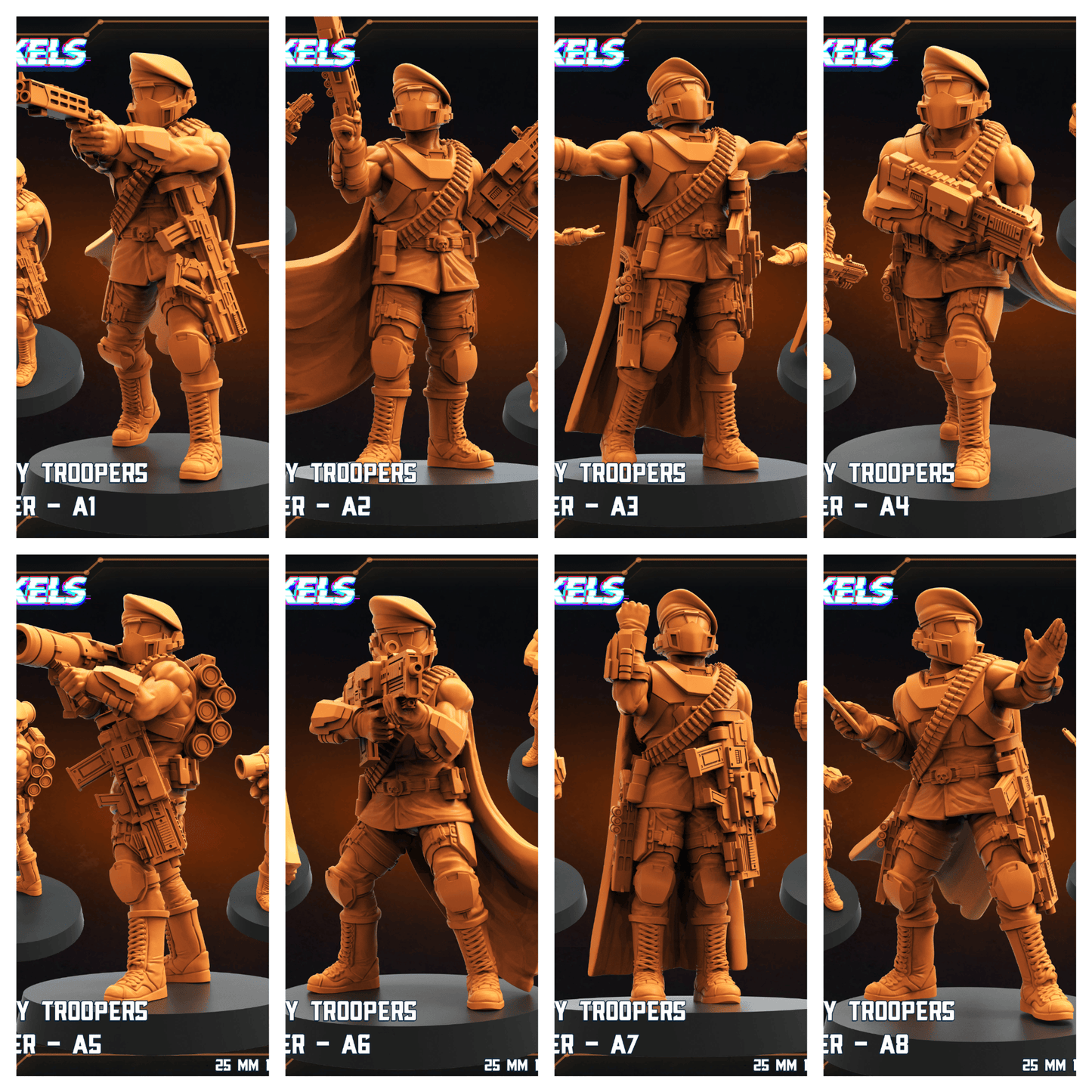 3D Printed Papsikels Democracy Trooper Hellhunter Set July 2024 Scifi 28mm 32mm - 3D Printing Boss 