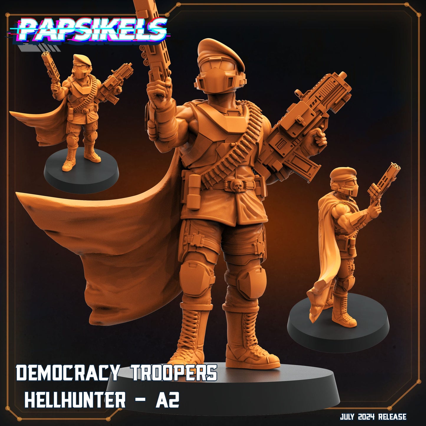 3D Printed Papsikels Democracy Trooper Hellhunter Set July 2024 Scifi 28mm 32mm - 3D Printing Boss 