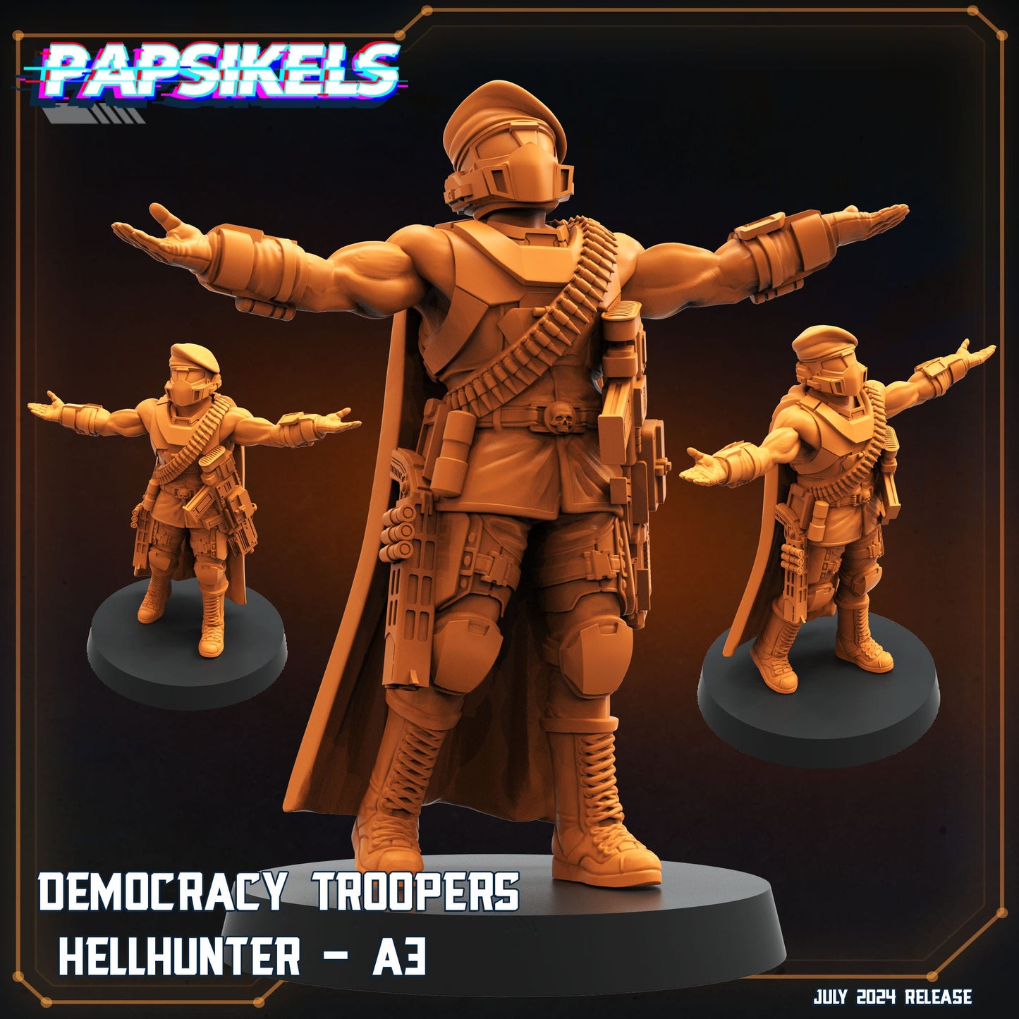 3D Printed Papsikels Democracy Trooper Hellhunter Set July 2024 Scifi 28mm 32mm - 3D Printing Boss 