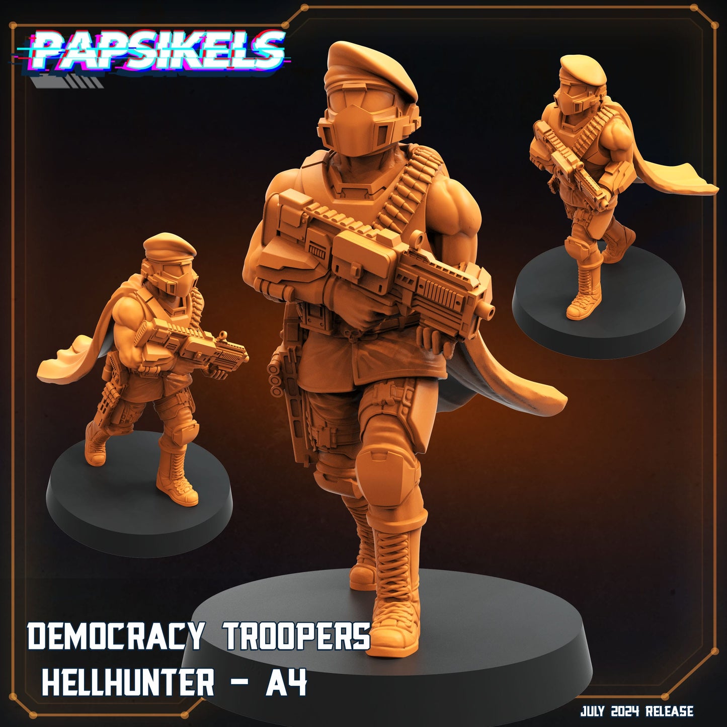 3D Printed Papsikels Democracy Trooper Hellhunter Set July 2024 Scifi 28mm 32mm - 3D Printing Boss 