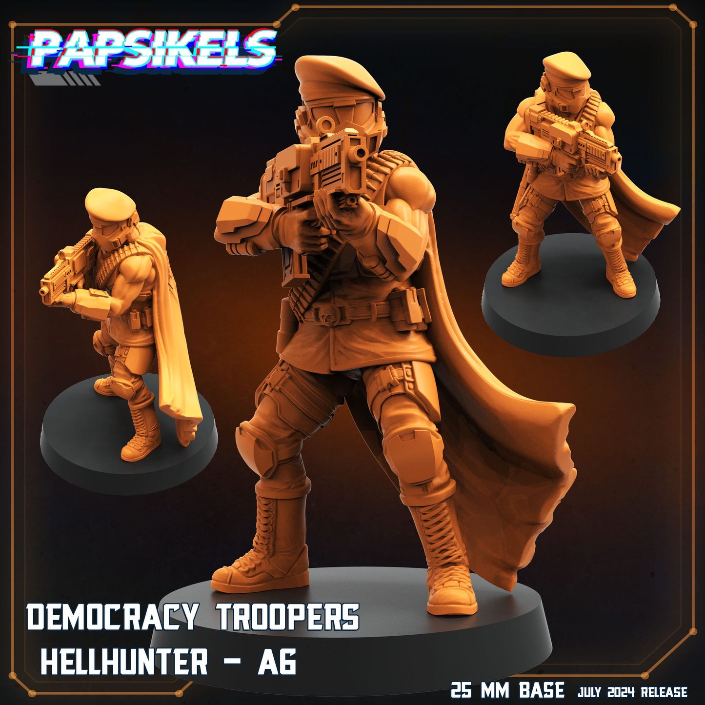 3D Printed Papsikels Democracy Trooper Hellhunter Set July 2024 Scifi 28mm 32mm - 3D Printing Boss 
