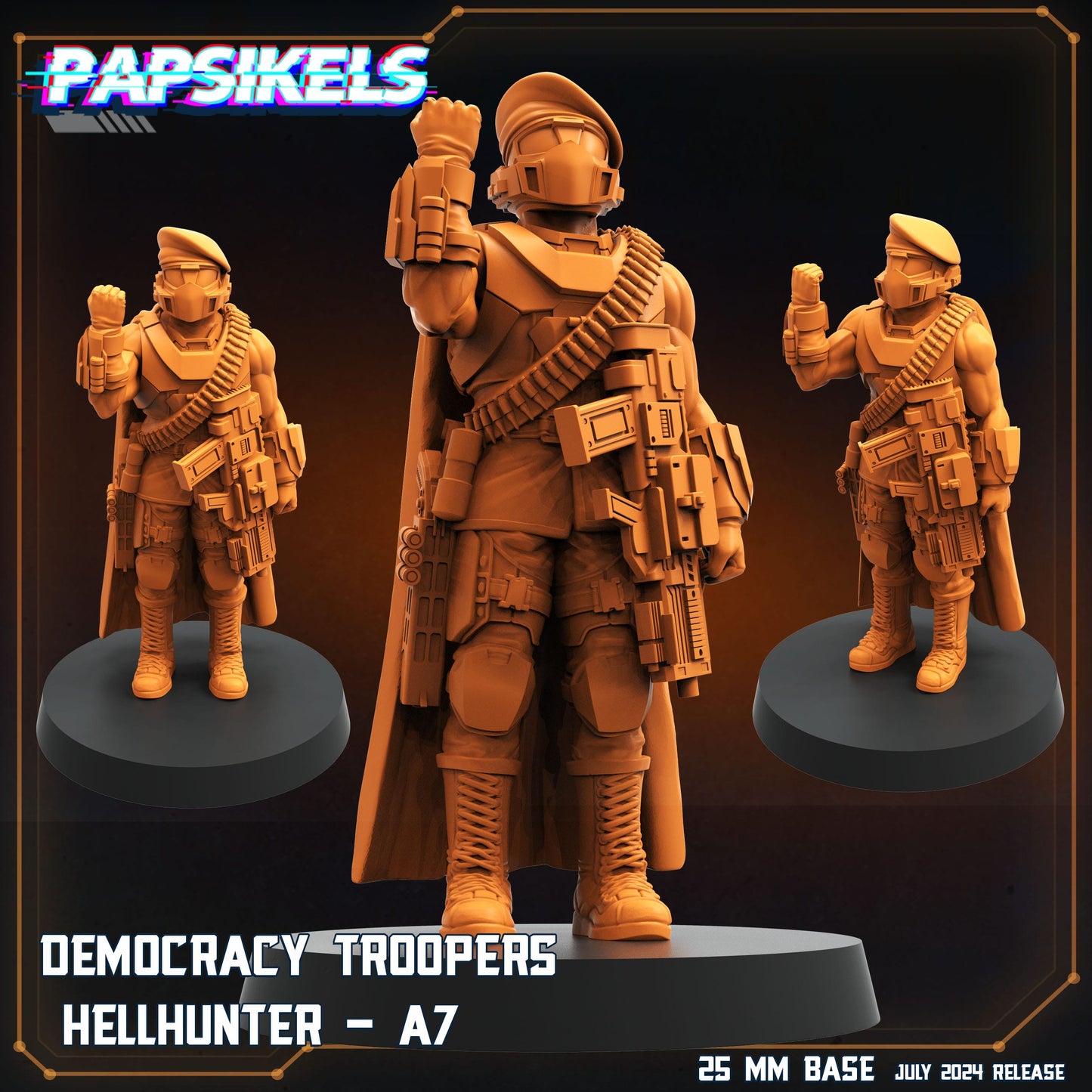 3D Printed Papsikels Democracy Trooper Hellhunter Set July 2024 Scifi 28mm 32mm - 3D Printing Boss 
