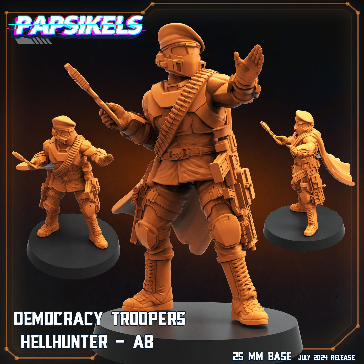 3D Printed Papsikels Democracy Trooper Hellhunter Set July 2024 Scifi 28mm 32mm - 3D Printing Boss 
