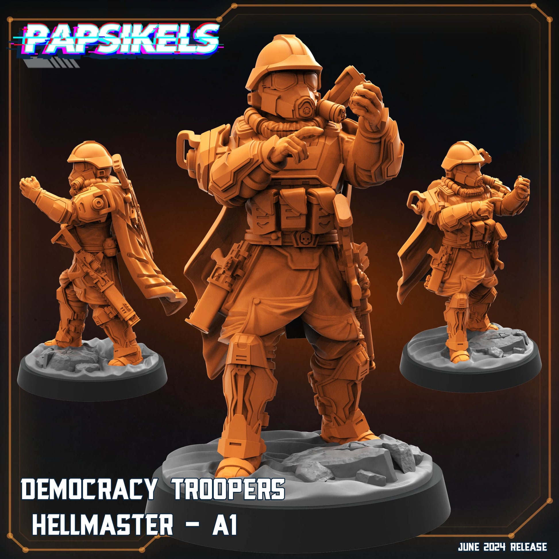 3D Printed Papsikels Democracy Trooper Hellmaster A1 JUNE 2024 SCIFI 28mm 32mm - 3D Printing Boss 