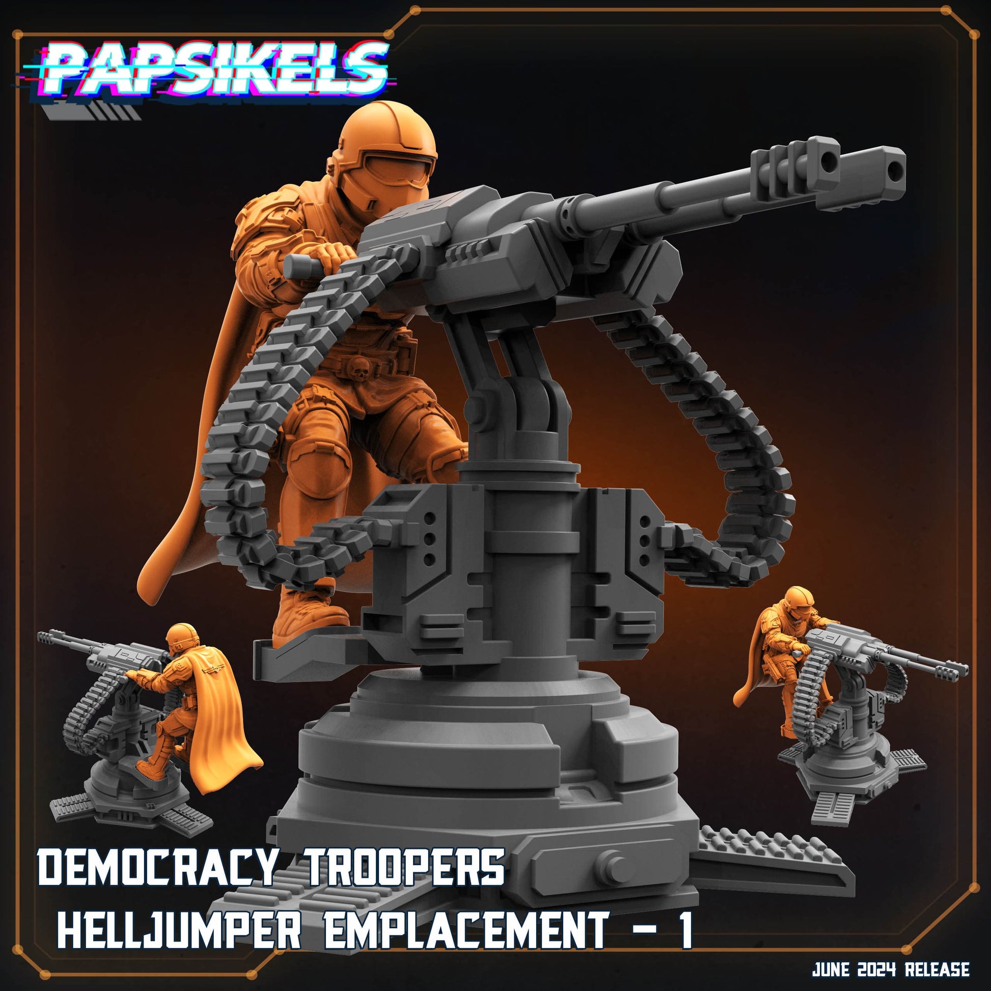 3D Printed Papsikels Democracy Troopers Helljumper Emplacement Set JUNE 2024 SCIFI 28mm 32mm - 3D Printing Boss 