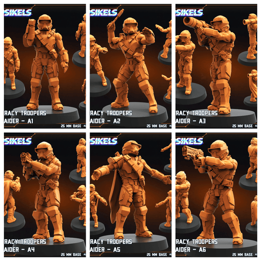 3D Printed Papsikels Democracy Troopers Hellraider Set August 2024 Scifi 28mm 32mm - 3D Printing Boss 