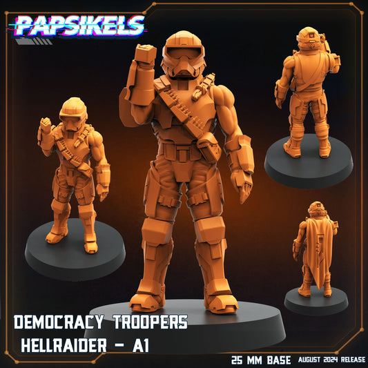 3D Printed Papsikels Democracy Troopers Hellraider Set August 2024 Scifi 28mm 32mm - 3D Printing Boss 