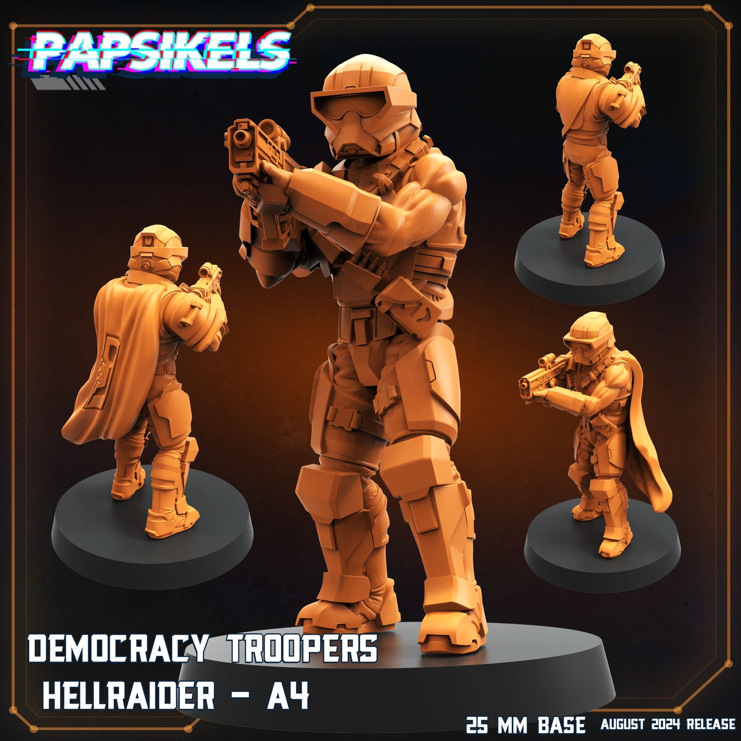 3D Printed Papsikels Democracy Troopers Hellraider Set August 2024 Scifi 28mm 32mm - 3D Printing Boss 