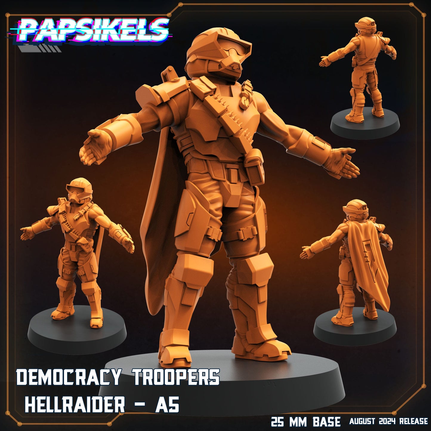 3D Printed Papsikels Democracy Troopers Hellraider Set August 2024 Scifi 28mm 32mm - 3D Printing Boss 