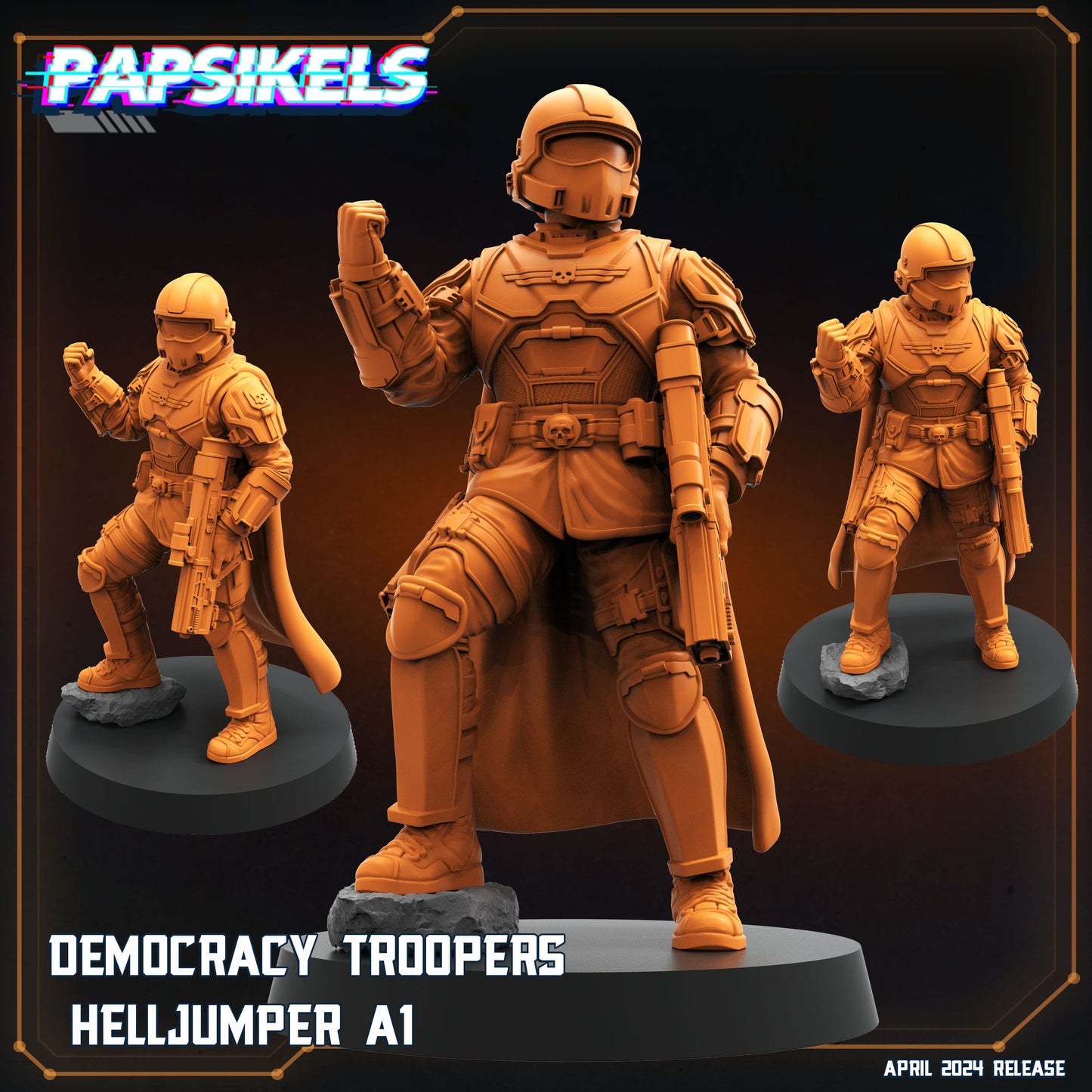 3D Printed Papsikels Democracy Troopers SciFi Set Democracy Troopers Helljumper Set 28mm 32mm - 3D Printing Boss 