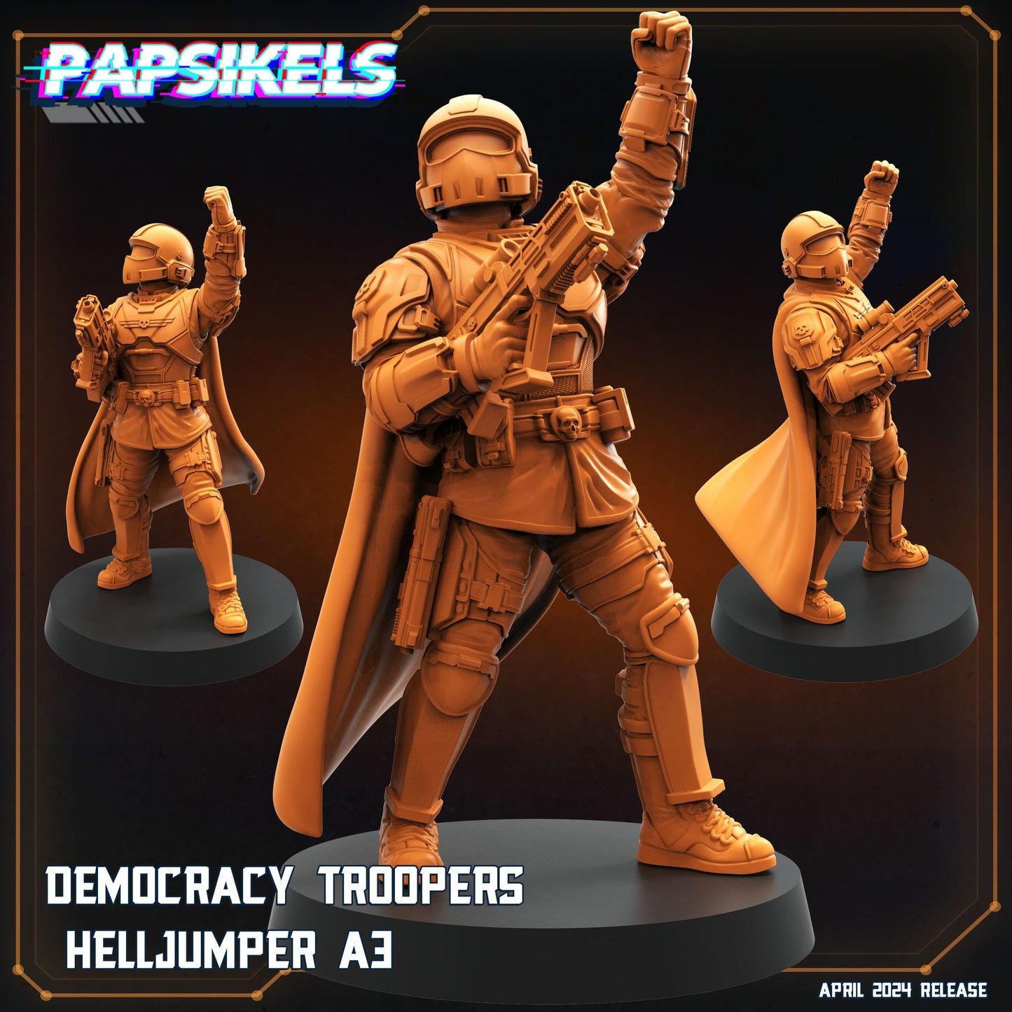 3D Printed Papsikels Democracy Troopers SciFi Set Democracy Troopers Helljumper Set 28mm 32mm - 3D Printing Boss 