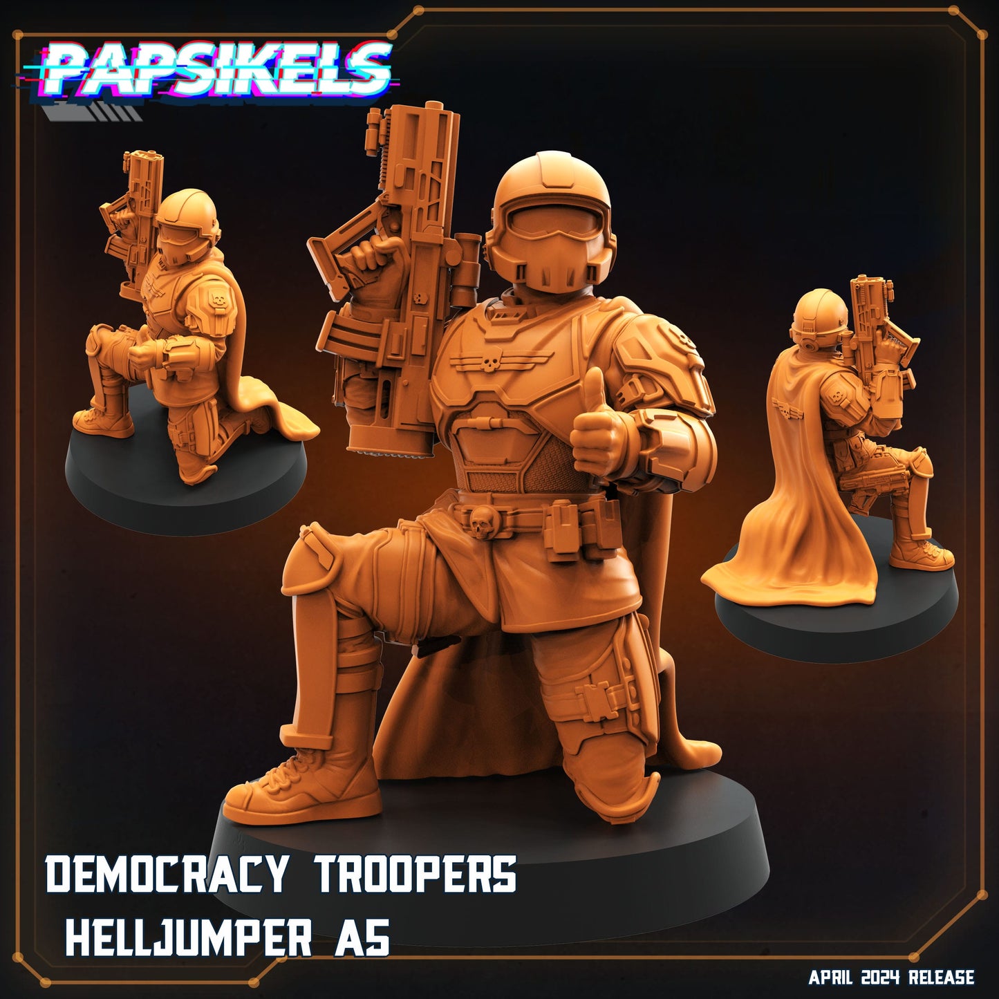 3D Printed Papsikels Democracy Troopers SciFi Set Democracy Troopers Helljumper Set 28mm 32mm - 3D Printing Boss 