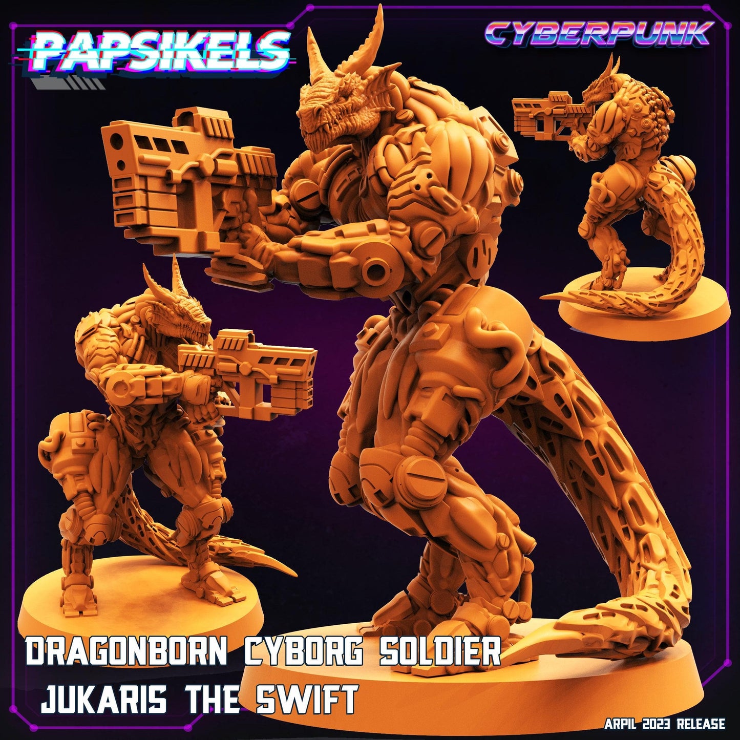 3D Printed Papsikels - Dragonborn Cyborg Set - 28mm 32mm - 3D Printing Boss 