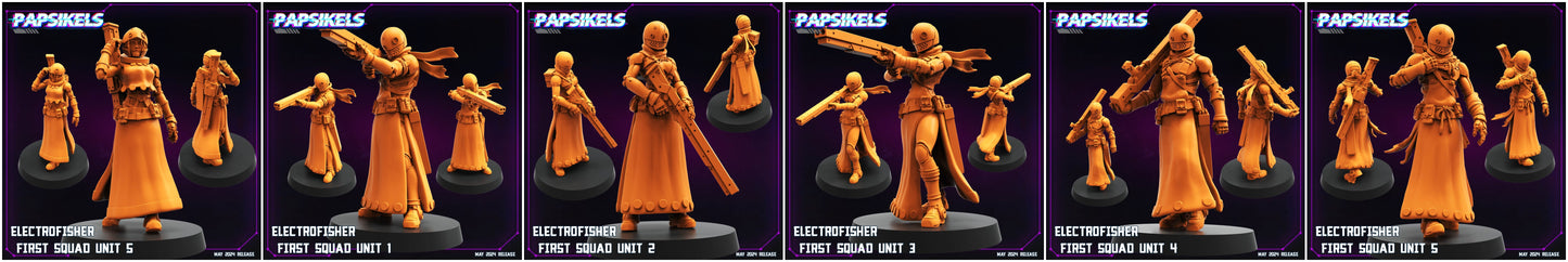 3D Printed Papsikels Electrofisher First Squad Set May 2024 Cyberpunk 28mm 32mm - 3D Printing Boss 