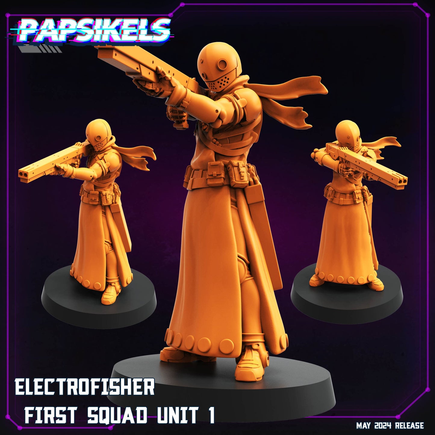 3D Printed Papsikels Electrofisher First Squad Set May 2024 Cyberpunk 28mm 32mm - 3D Printing Boss 