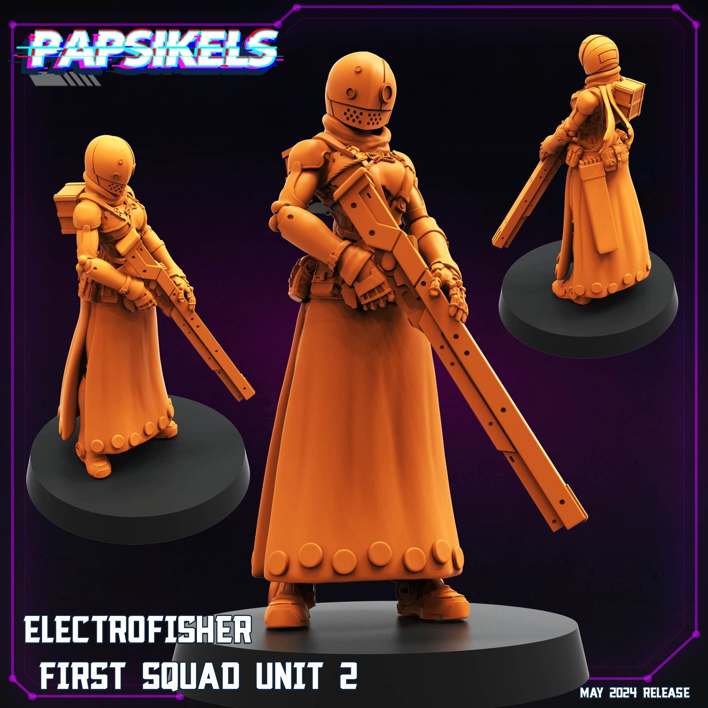 3D Printed Papsikels Electrofisher First Squad Set May 2024 Cyberpunk 28mm 32mm - 3D Printing Boss 
