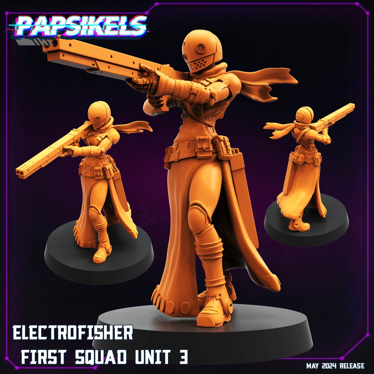 3D Printed Papsikels Electrofisher First Squad Set May 2024 Cyberpunk 28mm 32mm - 3D Printing Boss 