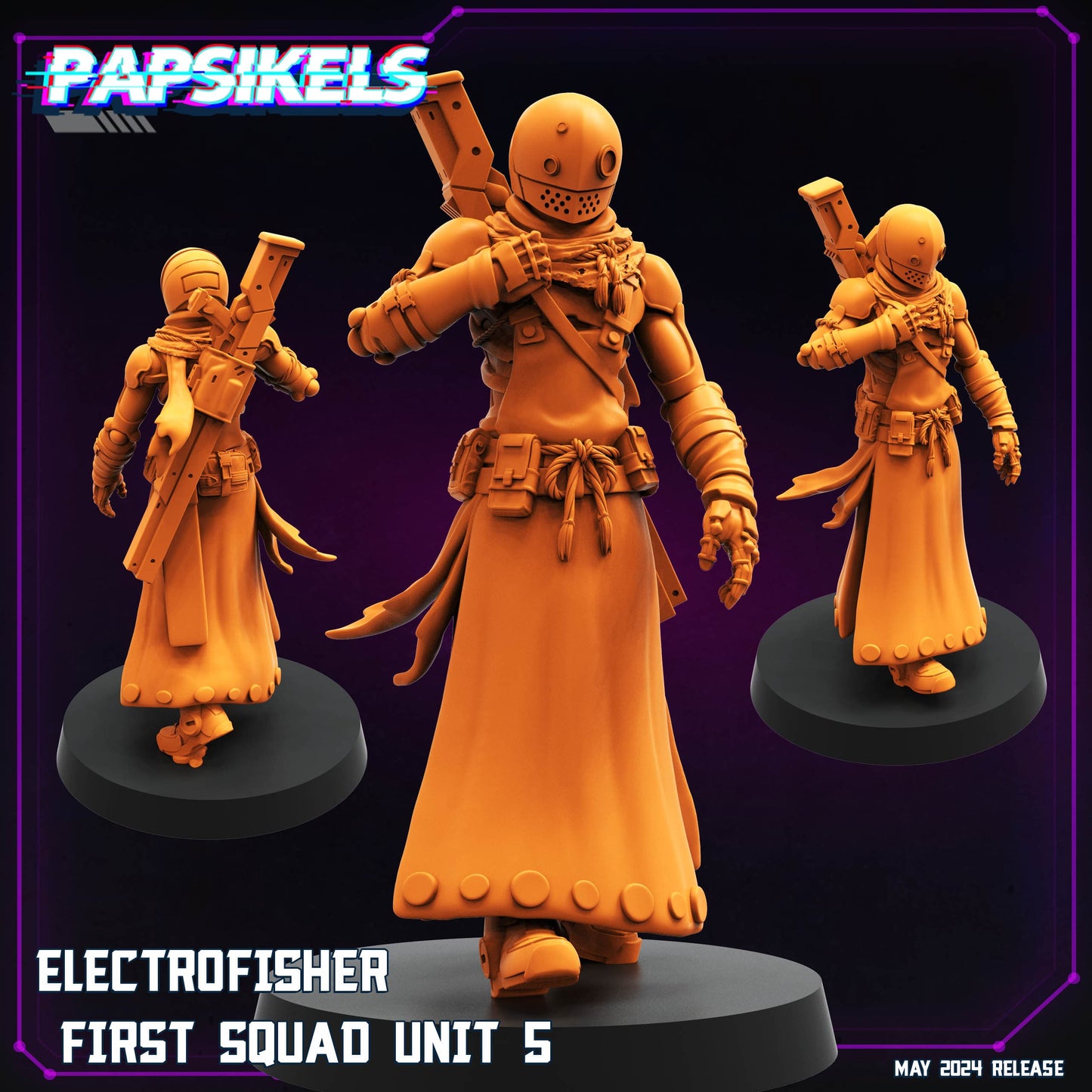 3D Printed Papsikels Electrofisher First Squad Set May 2024 Cyberpunk 28mm 32mm - 3D Printing Boss 