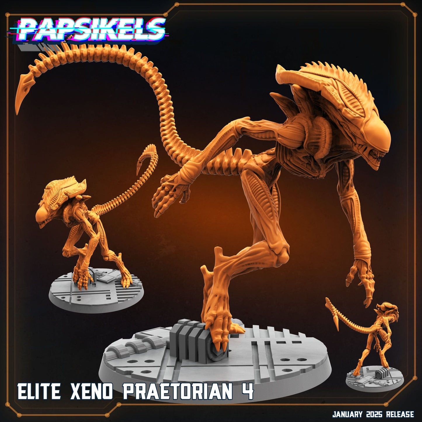 3D Printed Papsikels Elite Xeno Praetorians Set January 2025 - Scifi 28mm 32mm - 3D Printing Boss 