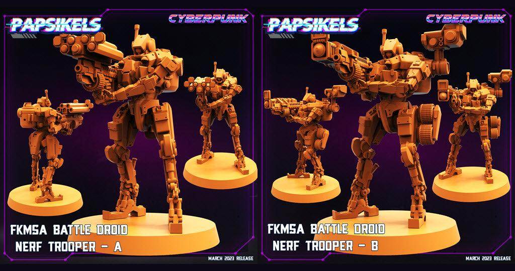 3D Printed Papsikels - Fkmsa Battle Droid Nerf Trooper Set March 2023 Cyberpunk - 28mm 32mm - 3D Printing Boss 