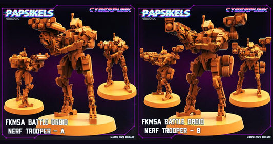 3D Printed Papsikels - Fkmsa Battle Droid Nerf Trooper Set March 2023 Cyberpunk - 28mm 32mm - 3D Printing Boss 