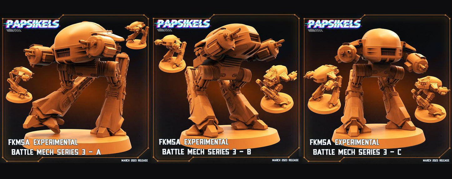 3D Printed Papsikels - Fkmsa Experimental Battle Mech Series 3 Set - 28mm 32mm - 3D Printing Boss 