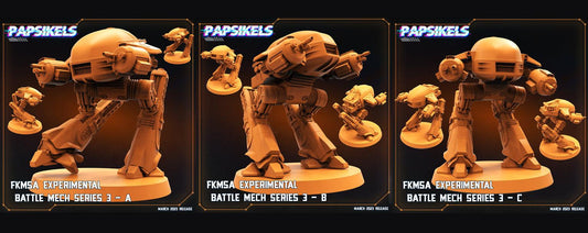 3D Printed Papsikels - Fkmsa Experimental Battle Mech Series 3 Set - 28mm 32mm - 3D Printing Boss 