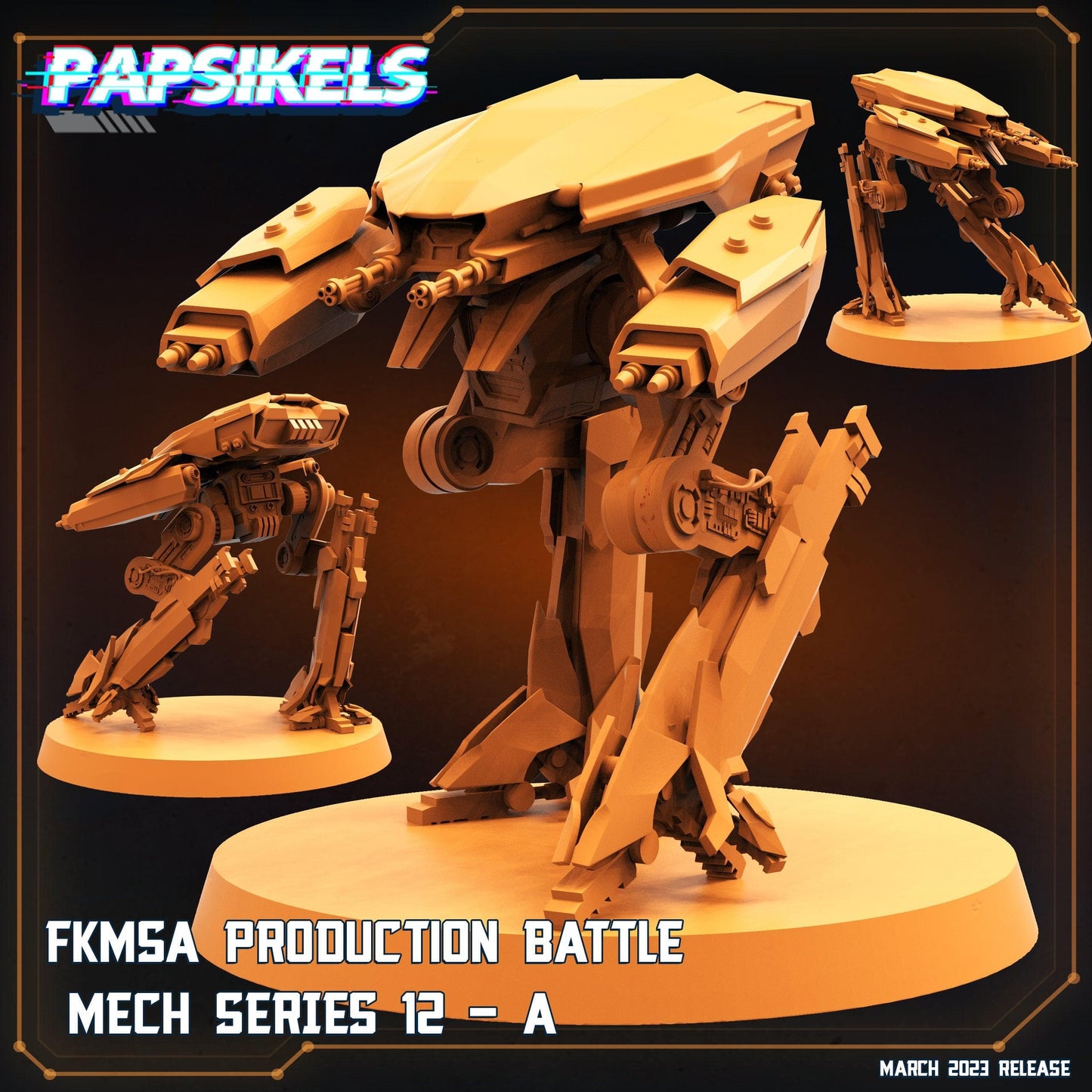 3D Printed Papsikels - Fkmsa Production Battle Mech Series 12 Set - 28mm 32mm - 3D Printing Boss 