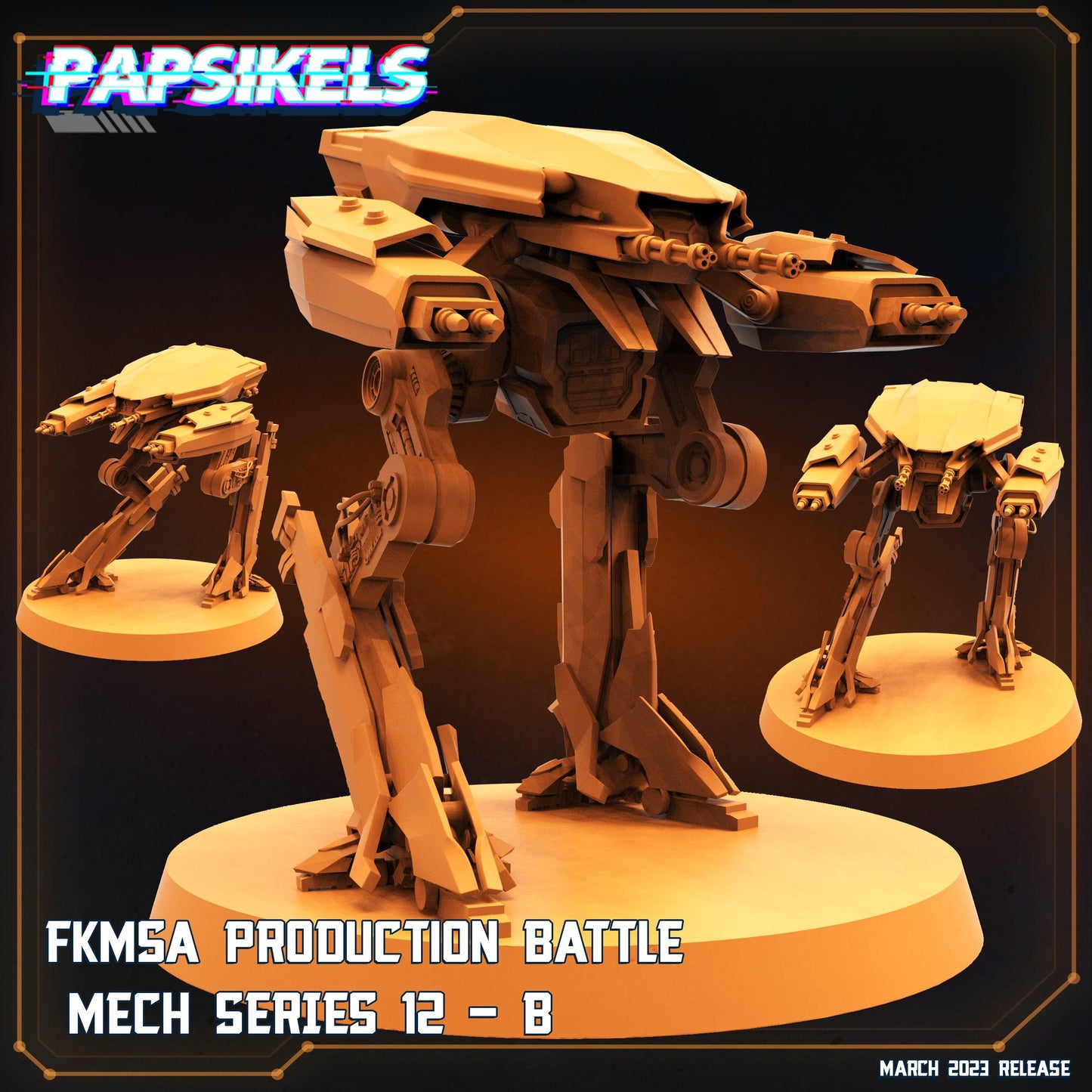 3D Printed Papsikels - Fkmsa Production Battle Mech Series 12 Set - 28mm 32mm - 3D Printing Boss 