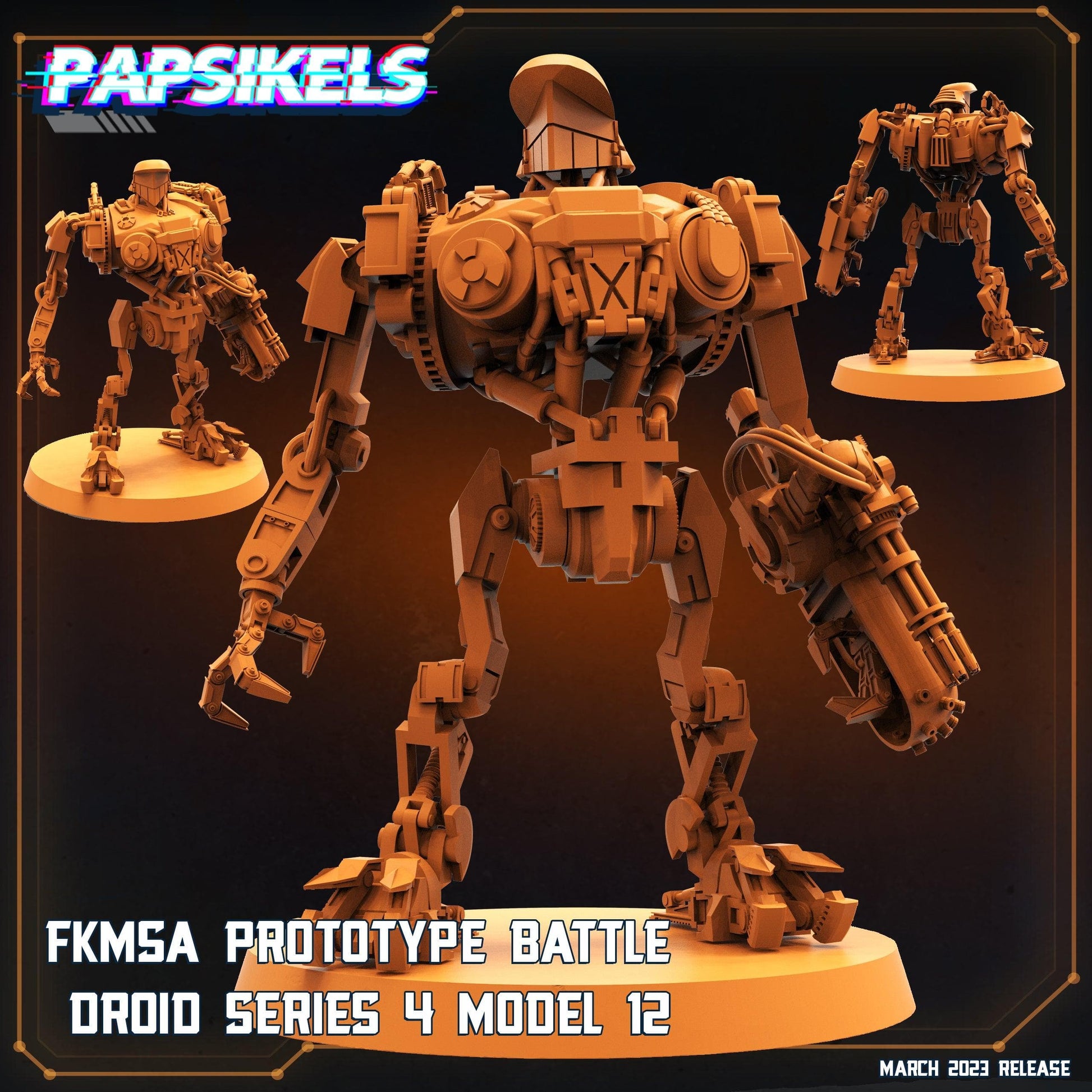 3D Printed Papsikels - Fkmsa Prototype Battle Droid Series 4 Model 12 - 28mm 32mm - 3D Printing Boss 