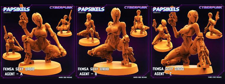 3D Printed Papsikels - Fkmsa Sexy Droid Agent Set March 2023 Cyberpunk - 28mm 32mm - 3D Printing Boss 