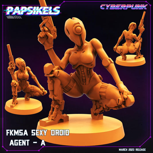 3D Printed Papsikels - Fkmsa Sexy Droid Agent Set March 2023 Cyberpunk - 28mm 32mm - 3D Printing Boss 