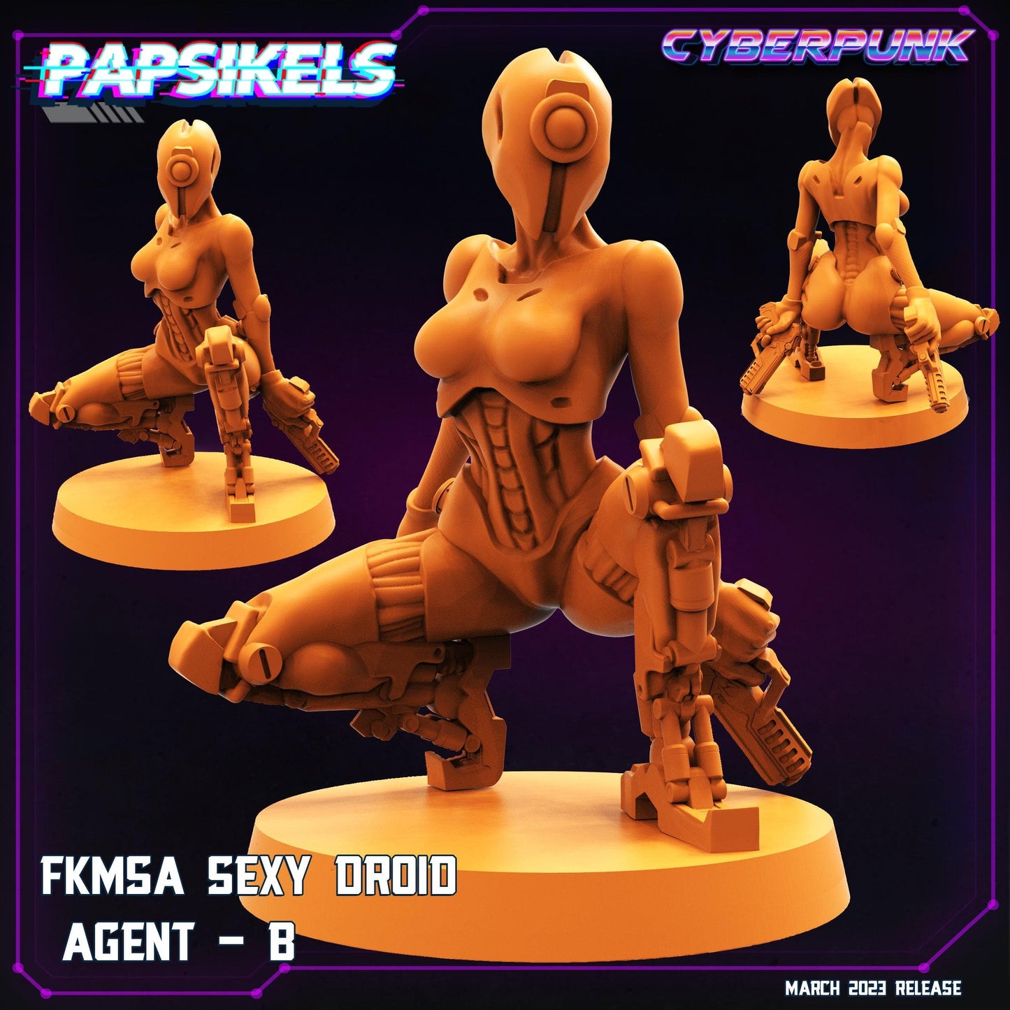 3D Printed Papsikels - Fkmsa Sexy Droid Agent Set March 2023 Cyberpunk - 28mm 32mm - 3D Printing Boss 