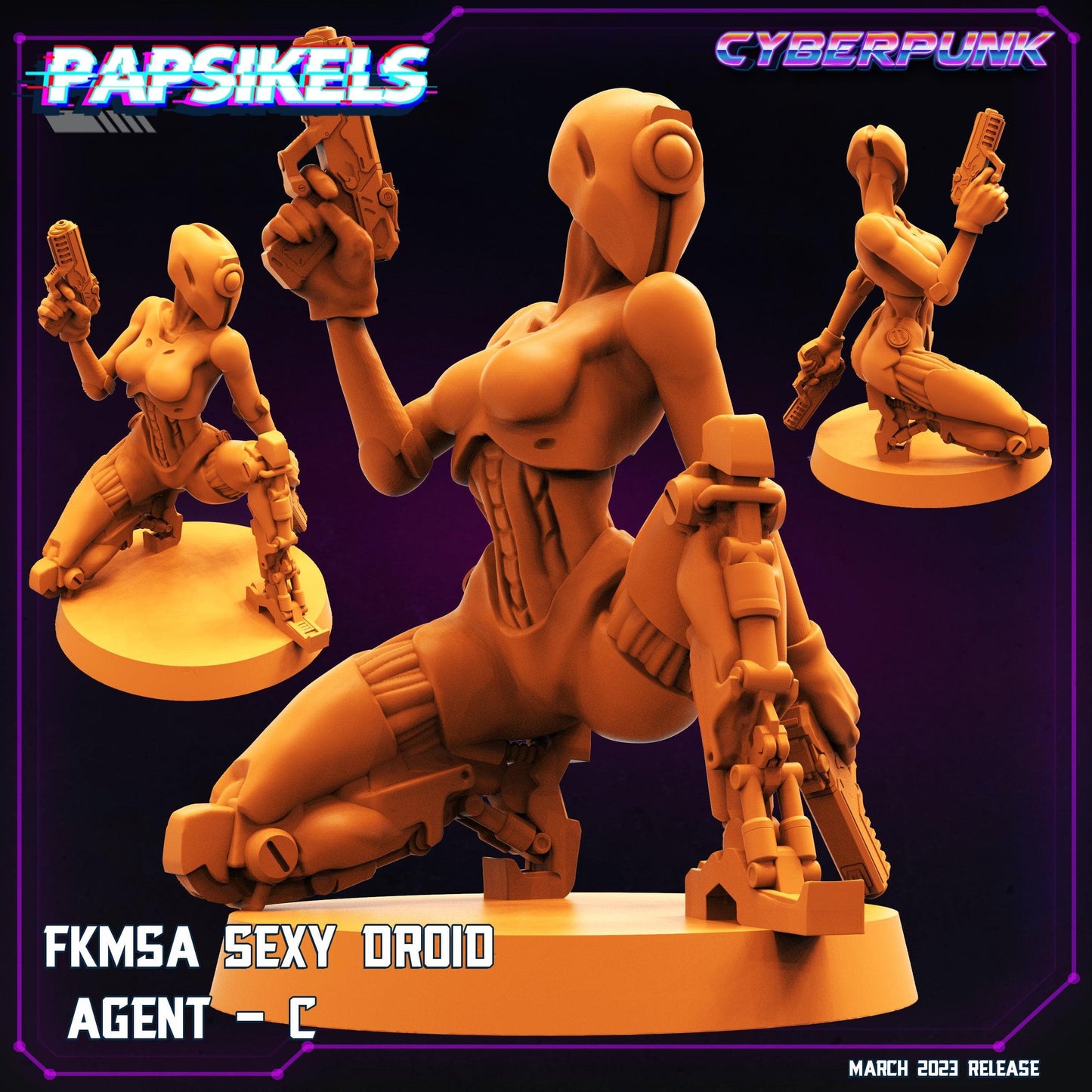 3D Printed Papsikels - Fkmsa Sexy Droid Agent Set March 2023 Cyberpunk - 28mm 32mm - 3D Printing Boss 