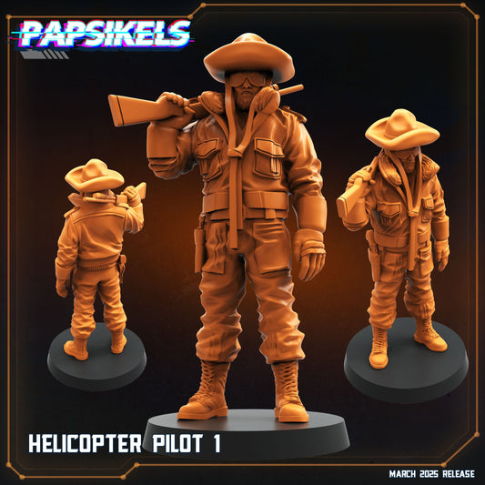 3D Printed Papsikels Helicopter Pilots MARCH 2025 CYBERPUNK 28mm 32mm - 3D Printing Boss 