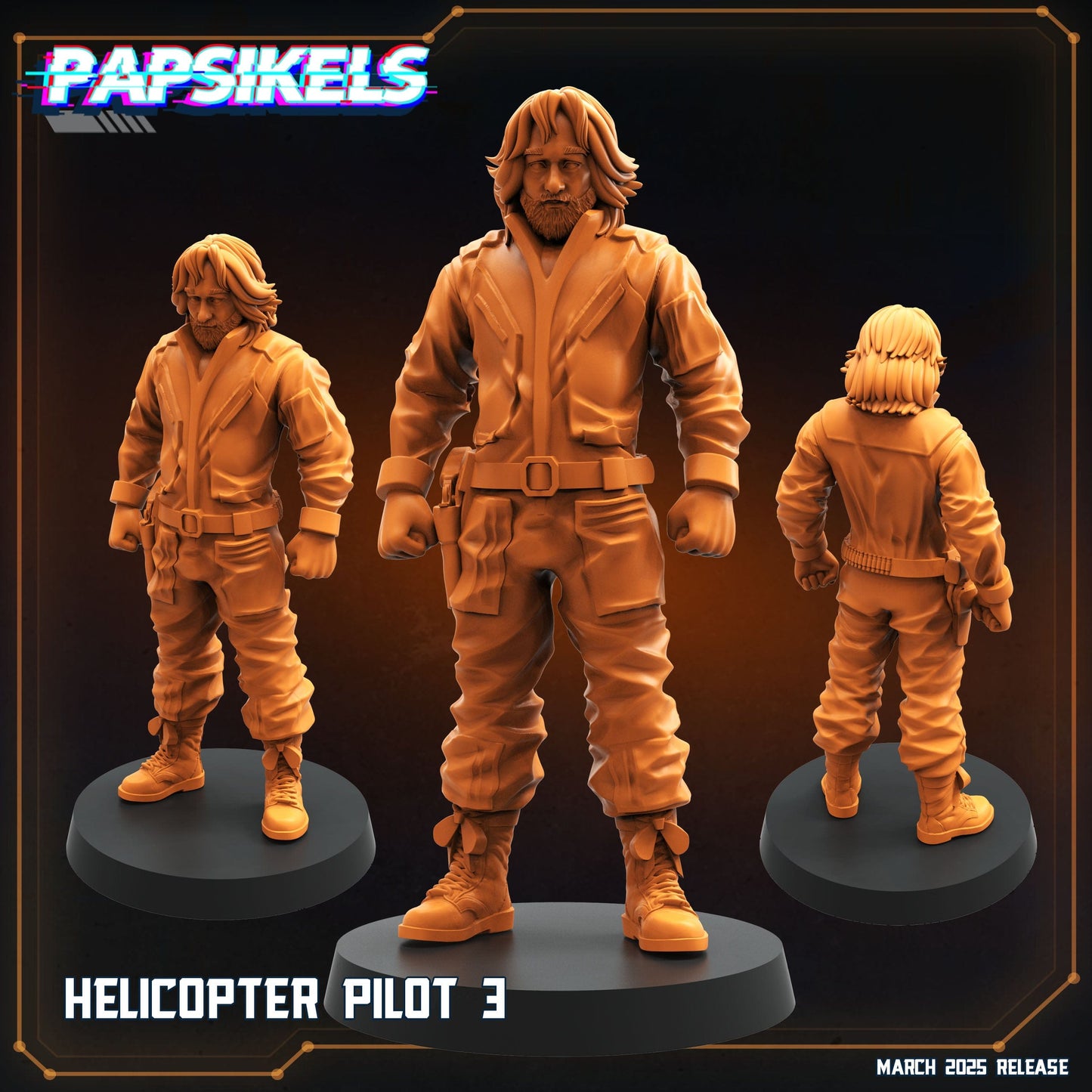 3D Printed Papsikels Helicopter Pilots MARCH 2025 CYBERPUNK 28mm 32mm - 3D Printing Boss 