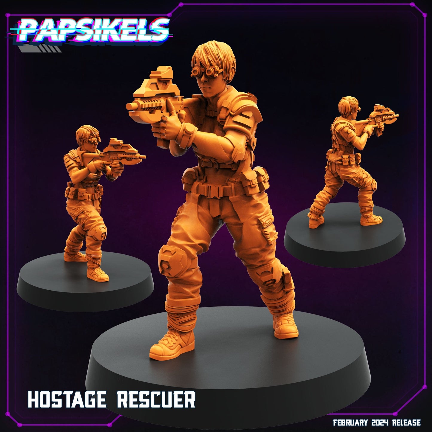 3D Printed Papsikels Hostage Rescuer February 2025 Cyberpunk 28mm 32mm - 3D Printing Boss 