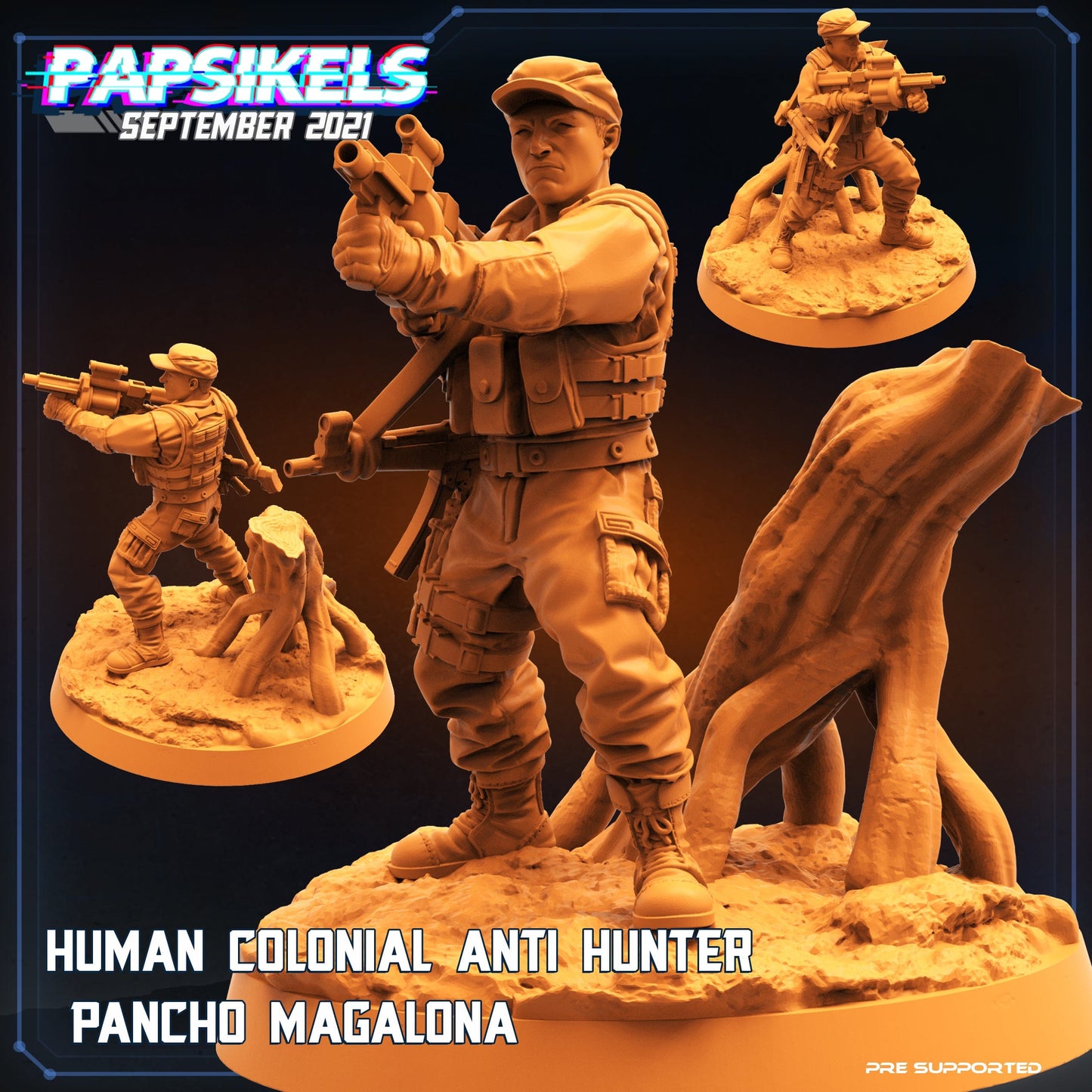 3D Printed Papsikels Human Colonial Anti Hunter Set Skull Hunters 2 The Exterminators 28mm 32mm - 3D Printing Boss 