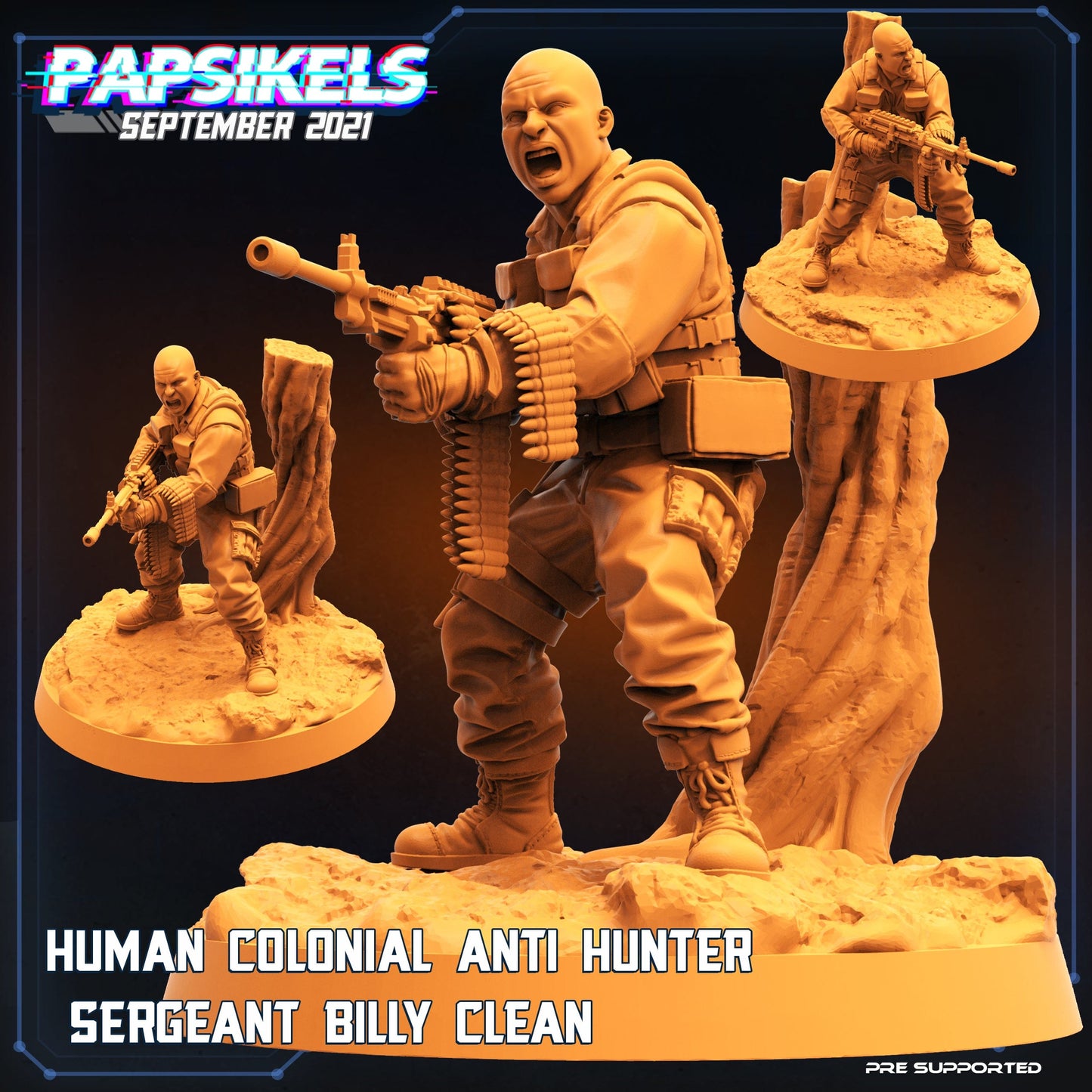 3D Printed Papsikels Human Colonial Anti Hunter Set Skull Hunters 2 The Exterminators 28mm 32mm - 3D Printing Boss 