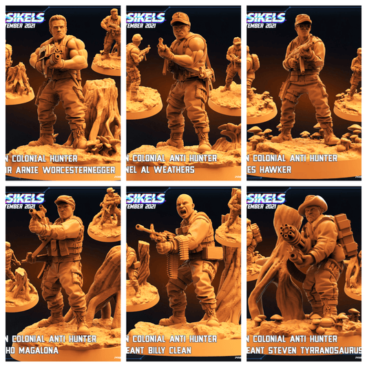 3D Printed Papsikels Human Colonial Anti Hunter Set Skull Hunters 2 The Exterminators 28mm 32mm - 3D Printing Boss 
