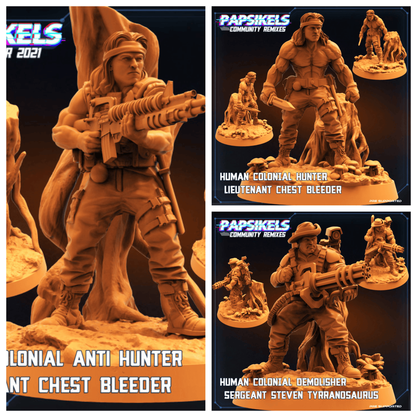 3D Printed Papsikels Human Colonial Hunter Set Skull Hunters 2 The Exterminators 28mm 32mm - 3D Printing Boss 