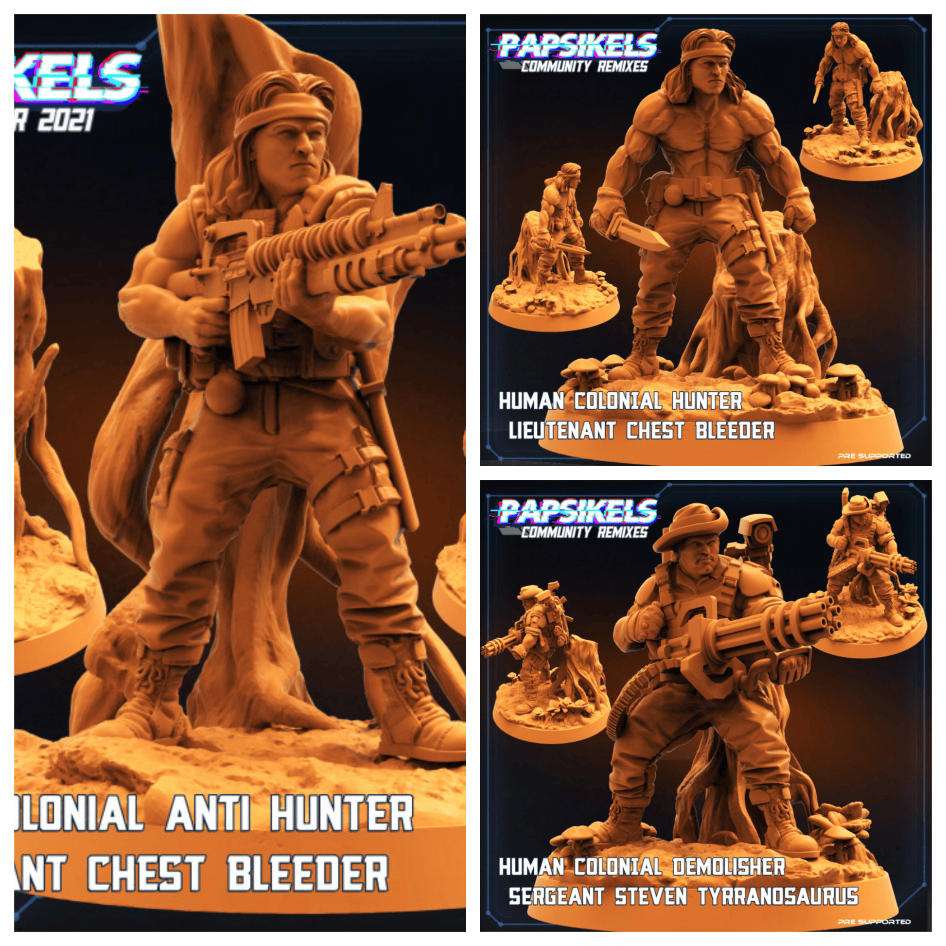 3D Printed Papsikels Human Colonial Hunter Set Skull Hunters 2 The Exterminators 28mm 32mm - 3D Printing Boss 