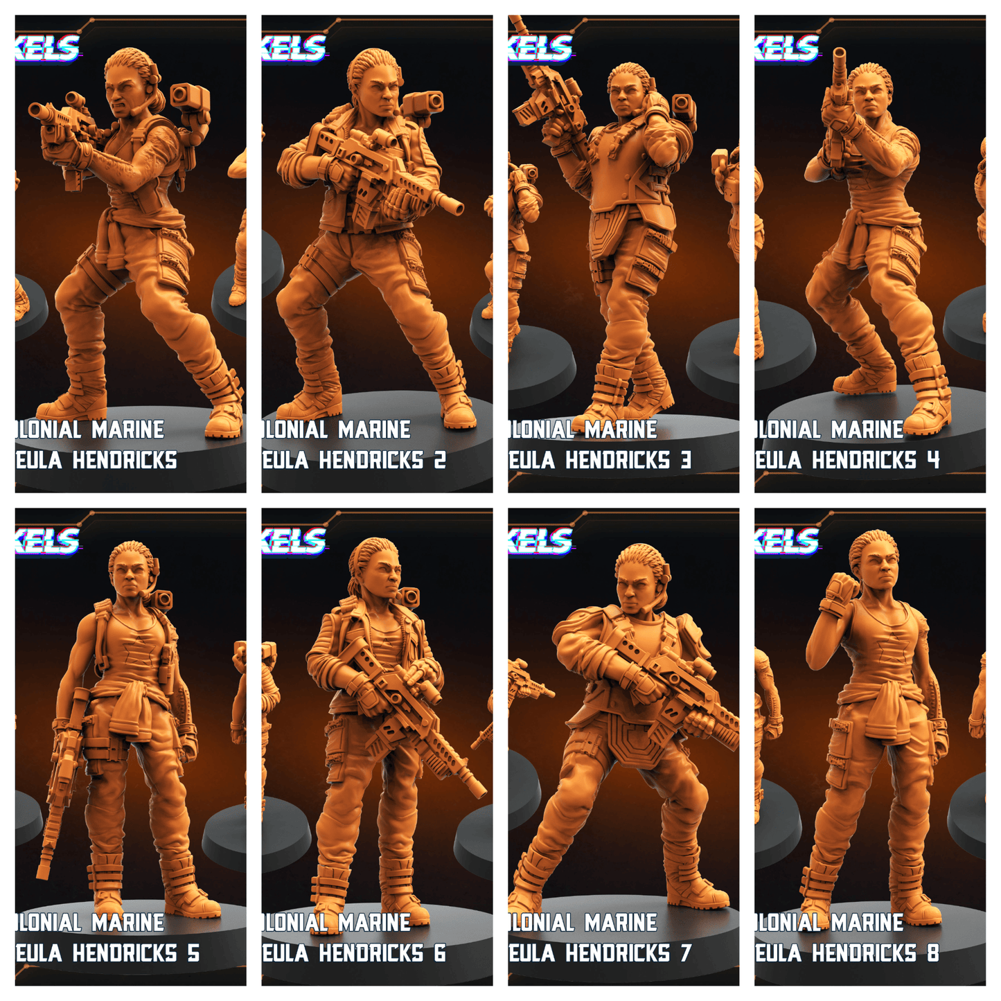 3D Printed Papsikels Human Colonial Marine Colonel Eula Hendricks Set May 2025 Alien vs. Humans Reconnaissance 28mm 32mm - 3D Printing Boss 