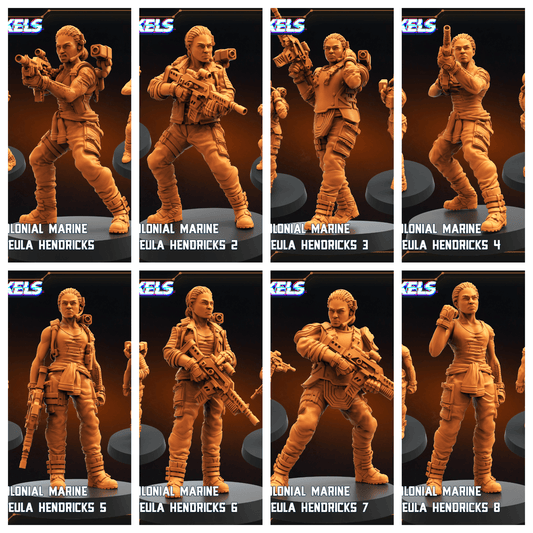 3D Printed Papsikels Human Colonial Marine Colonel Eula Hendricks Set May 2025 Alien vs. Humans Reconnaissance 28mm 32mm - 3D Printing Boss 
