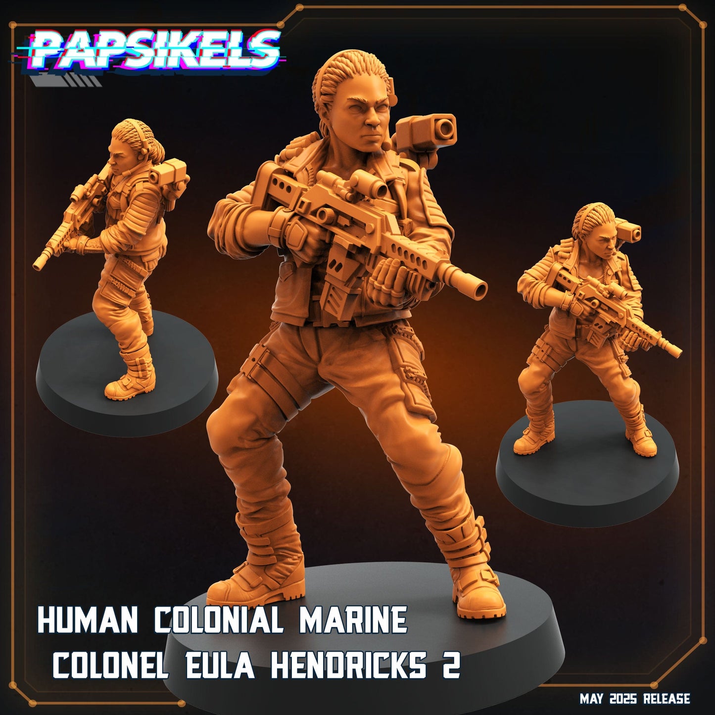 3D Printed Papsikels Human Colonial Marine Colonel Eula Hendricks Set May 2025 Alien vs. Humans Reconnaissance 28mm 32mm - 3D Printing Boss 