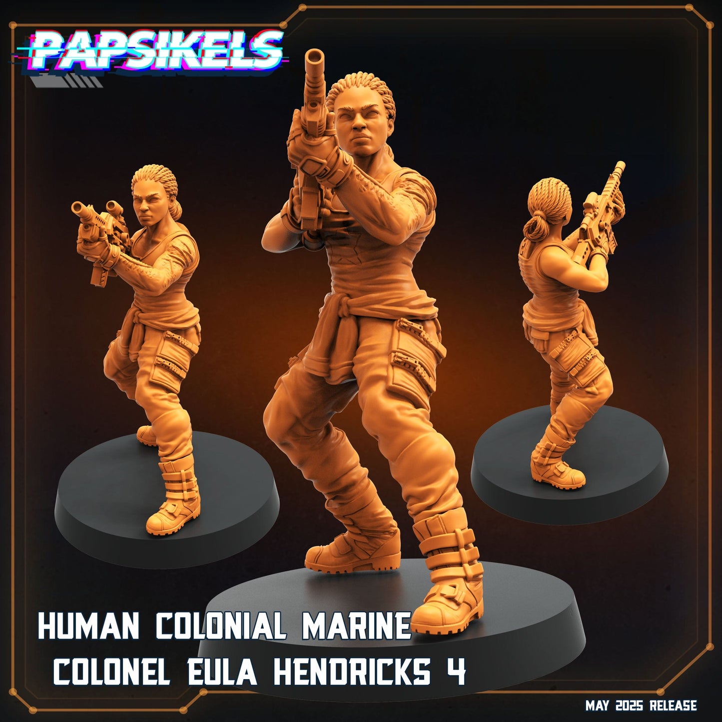 3D Printed Papsikels Human Colonial Marine Colonel Eula Hendricks Set May 2025 Alien vs. Humans Reconnaissance 28mm 32mm - 3D Printing Boss 